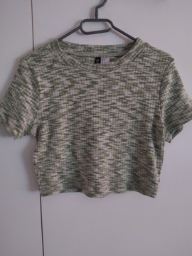 H&M Bluzka top zielony melanżowy 38 M L