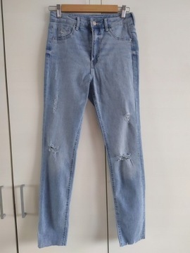 H&M spodnie jeansy curvy jegginsy dziury 36 S