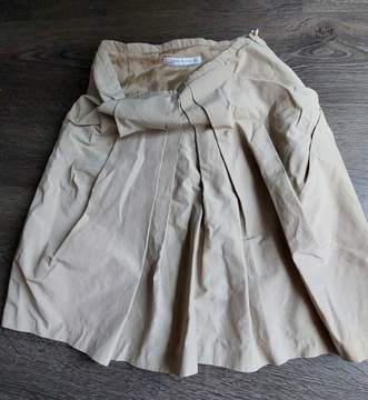 Zara Woman, beż. spódnica trapez ,ozdobne plisy, S
