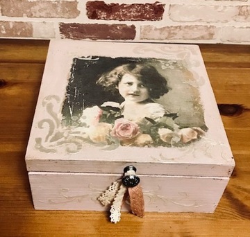 Drewniana szkatułka pudełko Vintage 