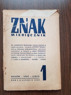Znak miesięcznik nr 1 lipiec 1946 (inauguracyjny)
