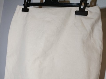Spódnica kremowa złoty Escada ołówkowa jedwab midi
