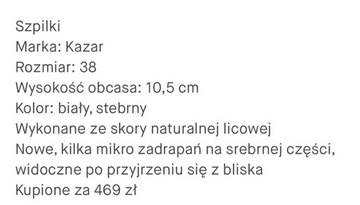 Szpilki Kazar 38 czolenka skórzane zara guess