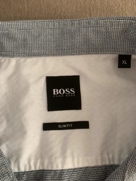 Biała koszulka w kratkę Hugo Boss XL