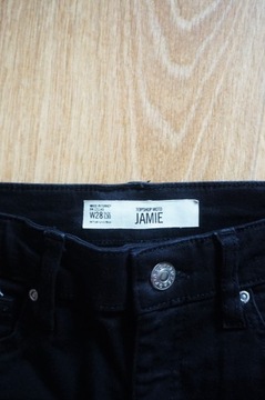 S 36 Topshop Jamie czarne spodnie jeansowe rurki 