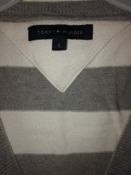 Sweter bluzka Tommy Hilfiger r36 szary biały pasy 