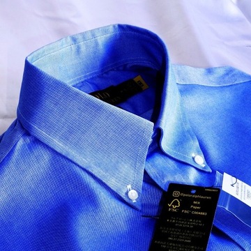Koszula Polo Ralph Lauren L 43 Imperial semi-shiny stretch  niebieska