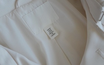 H&M kremowy płaszcz trencz ecru premium 34 XS