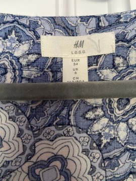 H&M SUKIENKA NIEBIESKA BOHO WISKOZA ROZM.34 JAK 38