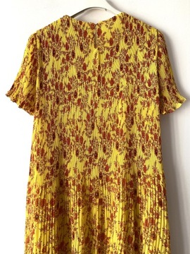 Zara żółta plisowana sukienka długa kwiaty
