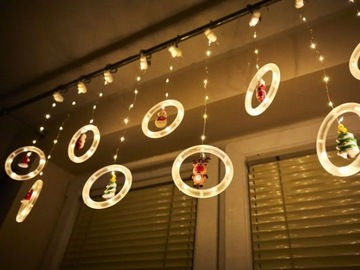 Светодиодные шторы с новогодними фигурками 3м 125LED 10 лампочек белые