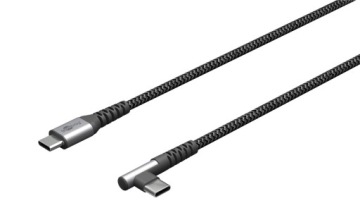 Текстильный кабель USB-C/USB-C с металлическими вилками (вилка под углом 90°) 0,5 м
