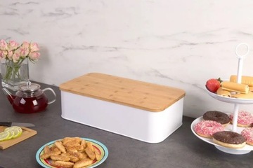 МЕТАЛЛИЧЕСКАЯ ХЛЕБОПЕЧКА + РАЗДЕЛОЧНАЯ ДОСКА С БАМБУКОВОЙ КРЫШКОЙ