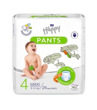 Трусики-підгузки HAPPY PANTS 4 MAXI 8-14 кг 24 шт. для дітей без застібки