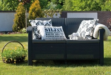 САДОВЫЙ ДИВАН Скамейка для Балкона Террасы KETER CORFU Графит 2-местный + ПОДУШКИ