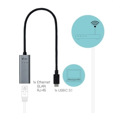 Адаптер USB C Metal Gigabit Ethernet, 1x USB-C — RJ-45
