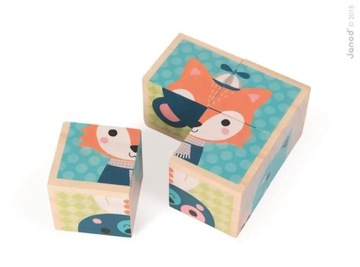 Janod Деревянные кубики Пазл 6в1 Лес