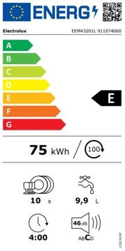 ВСТРАИВАЕМАЯ ПОСУДОМОЕЧНАЯ МАШИНА 45 ELECTROLUX EEM43201L 10 комплектов