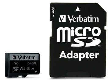Карта памяти Micro SDXC Verbatim 64 ГБ Class 10 UHS-1 + адаптер SD