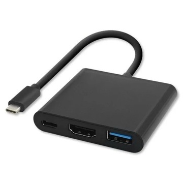 Адаптер-концентратор Qoltec USB-C 3.1 3 в 1 / USB 3.0 / HDMI 4K / USB-C 3.1 PD 100 Вт