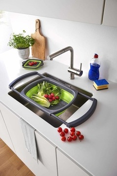 Дуршлаг Zeller с выдвижными ручками, силикон, 13х44х30 см, зеленый