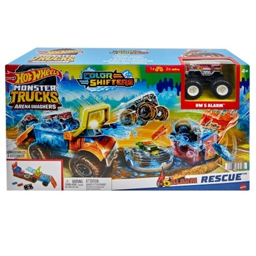 HOT WHEELS MONSTER TRUCKS TRUCK COLOR SHIFTERS ARENA SMASHER ZESTAW RATUNEK