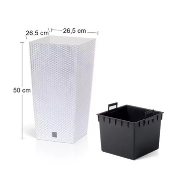 БОЛЬШОЙ УЛИЧНЫЙ ЦВЕТОЧНЫЙ ГОРШОК ИЗ РОТЕГА, БЕЛЫЙ С КРЫШКОЙ ДЛЯ ТЕРРАСЫ