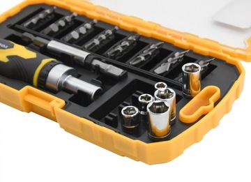 ОТВЕРТКА С ТРЕЩОТКОЙ СО СМЕННЫМИ НАСАДКАМИ 41ШТ / 64385 / VOREL