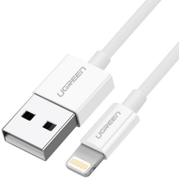 Никелированный кабель UGREEN MFi Lightning 1м (белый)