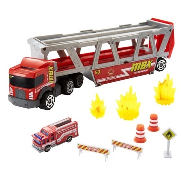 MATCHBOX TRANSPORTER Wóz strażacki STRAŻ MEGA LAWETA