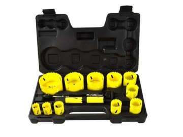 Набор биметаллических кольцевых пил по металлу и дереву, 17 предметов. пластиковая коробка G39998