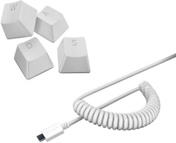 Набор клавишных колпачков RAZER PBT + спиральный кабель Mercury White