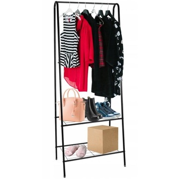 ЧЕРНАЯ ВЕШАЛКА ДЛЯ ОДЕЖДЫ ВЕШАЛКА ДЛЯ ОДЕЖДЫ + 2 ПОЛКИ 60x153 см