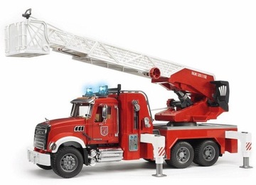 Bruder 02821 Mack Fire Department Выдвижная лестница Контейнер для воды Звуки