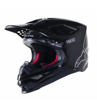 kask SUPERTECH S-M10 SOLID, ALPINESTARS (czarny błyszczący karbon/szary, rozm. 2