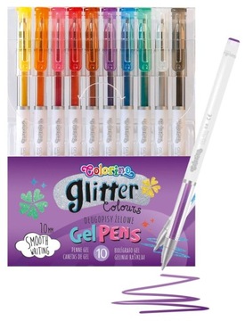 Гелевые ручки Colorino Kids с блестками, 10 цветов
