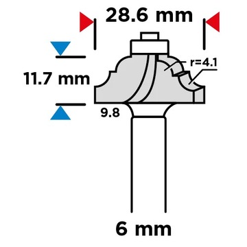 Frez profilowy z łożyskiem, ozdobny, 28.6x11.7mm