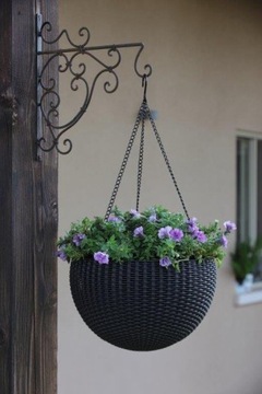 Keter Sphere Planter антрацитовый ротанговый подвесной горшок на стену балкона