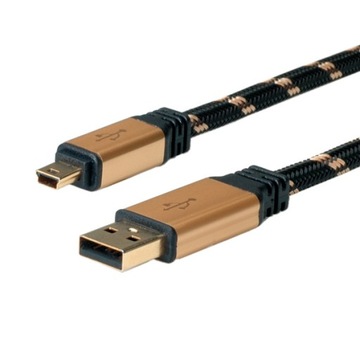 Кабель USB 2.0 A - 5-контактный Mini M/M золотой, 3м