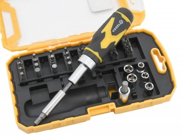 ОТВЕРТКА С ТРЕЩОТКОЙ СО СМЕННЫМИ НАСАДКАМИ 41ШТ / 64385 / VOREL