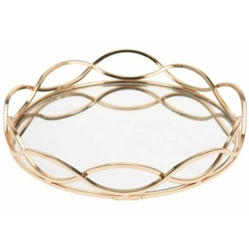 ПОДНОС с ЗЕРКАЛОМ Подставка для торта украшения ЗОЛОТАЯ Свеча 23см