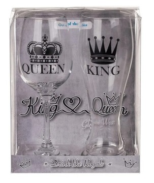 KING QUEEN - СТЕКЛО И МОРДА - ПОДАРОЧНЫЙ НАБОР ДЛЯ ПАР НА ГОДОВЩИНУ СВАДЬБЫ