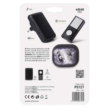 БЕСПРОВОДНОЙ ДВЕРНОЙ звонок EMOS 230 В + аккумулятор P5727