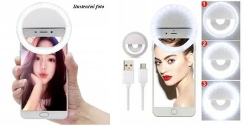Кольцевая подсветка для селфи, белая + кабель USB-Micro USB