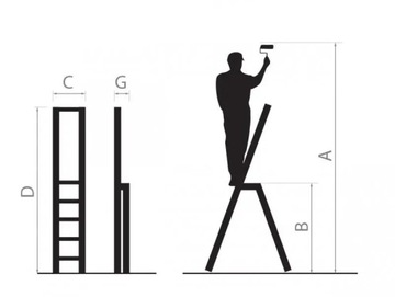 Алюминиевая лестница, 4 ступени, прочность: 125 кг.