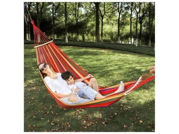 Hamak ogrodowy 1- osobowy DREWNIANY STELAŻ 250 x 90 cm XL KR22WZ4