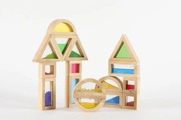 Красочные деревянные сенсорные блоки с окошками, 16 элементов - для детей