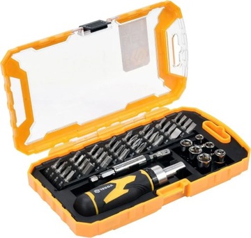 ОТВЕРТКА С ТРЕЩОТКОЙ СО СМЕННЫМИ НАСАДКАМИ 41ШТ / 64385 / VOREL