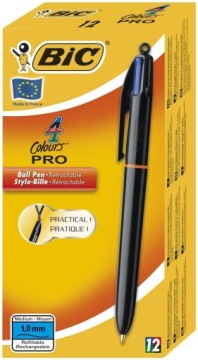 BIC 4 кольори ORIGINAL PRO ручка автоматична 4 колір шкільний офісний 4 в 1