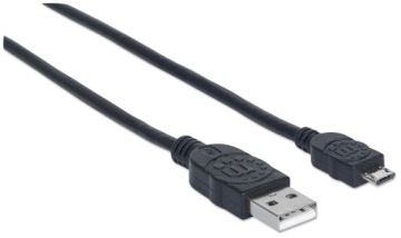 Кабель Manhattan USB 2.0 A-Micro B M/M 0,5 м, черный
